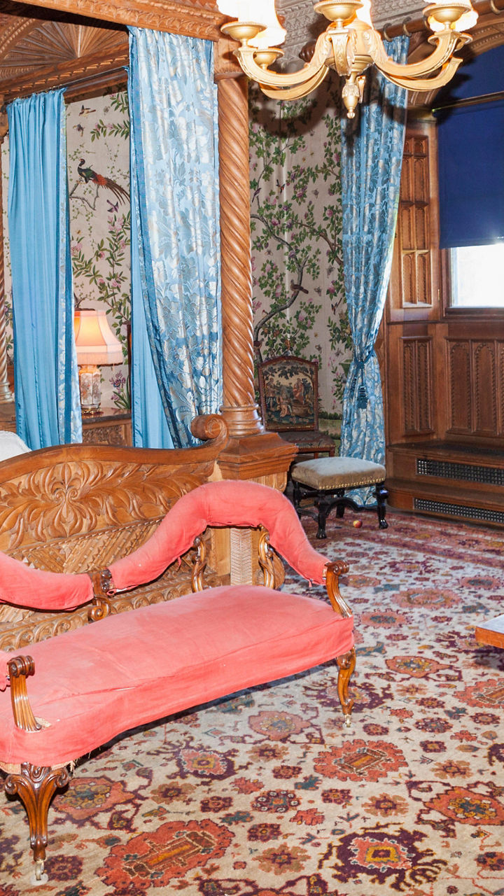 Elegant vintage bedroom with ornate decor