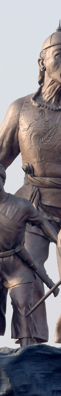 Historical warrior statue with group depiction