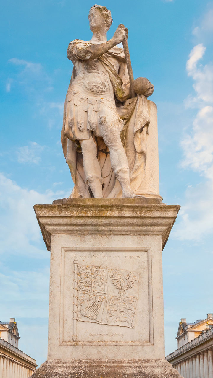 Historic statue at Greenwich Old Royal Naval College
