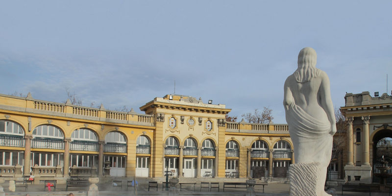 Historic Thermal Bath with Statue View