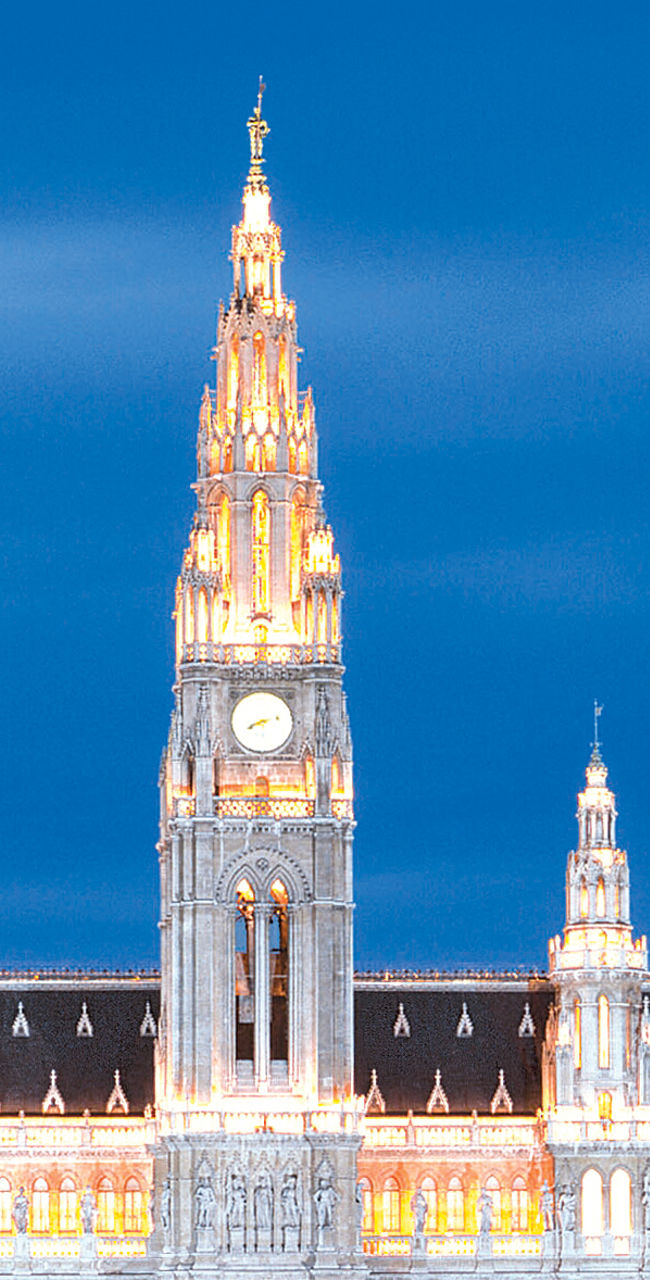Illuminated Vienna City Hall at Dusk