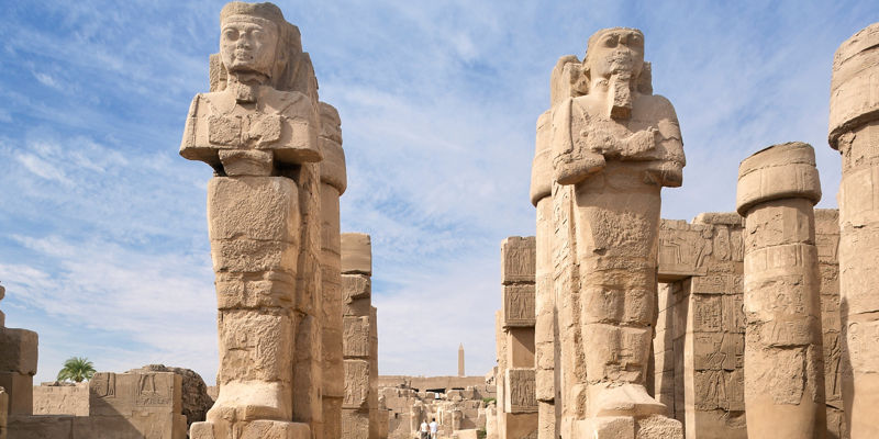 Ancient stone statues in Karnak Temple