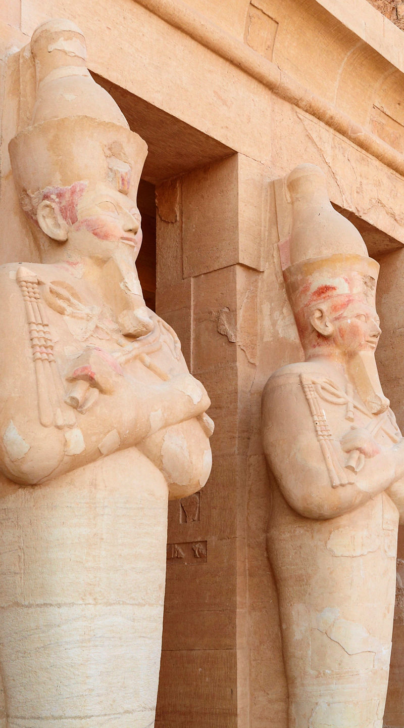 Ancient Egyptian statues at historic temple