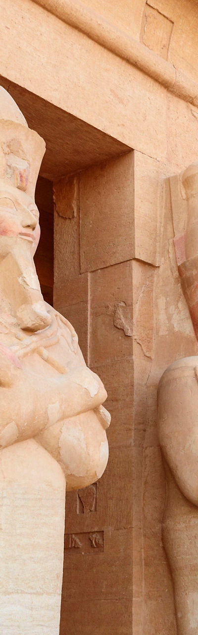 Ancient Egyptian statues at historic temple