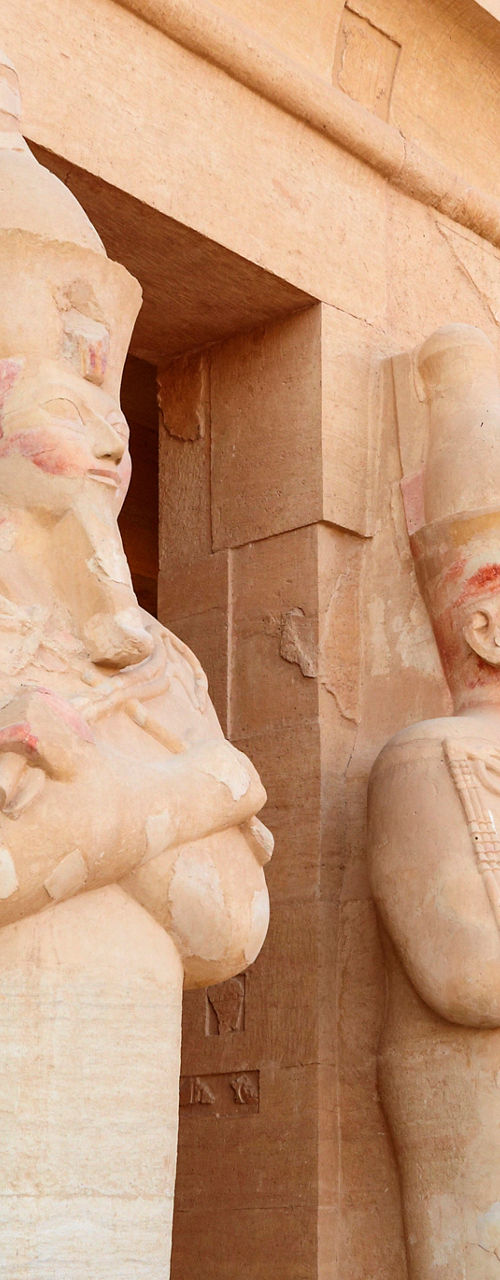 Ancient Egyptian statues at historic temple
