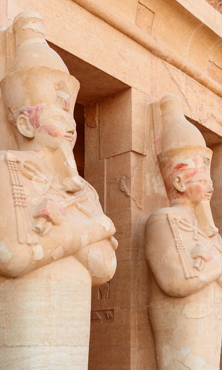 Ancient Egyptian statues at historic temple
