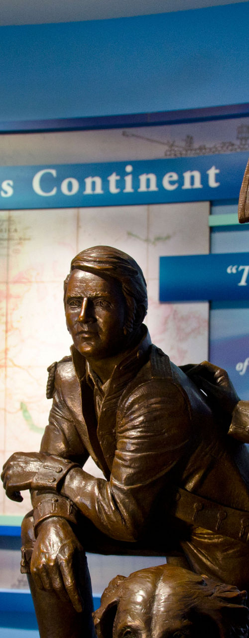 Historical exhibit with bronze statues