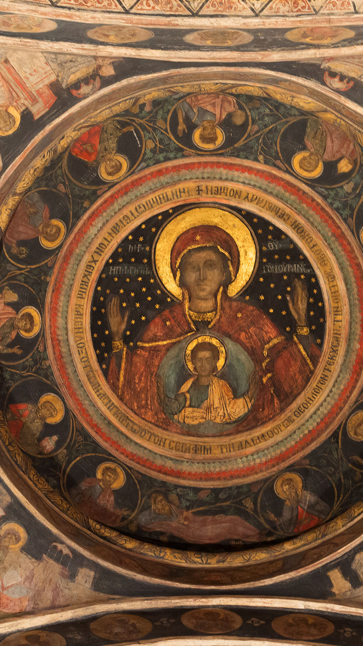 Historic religious fresco with intricate details
