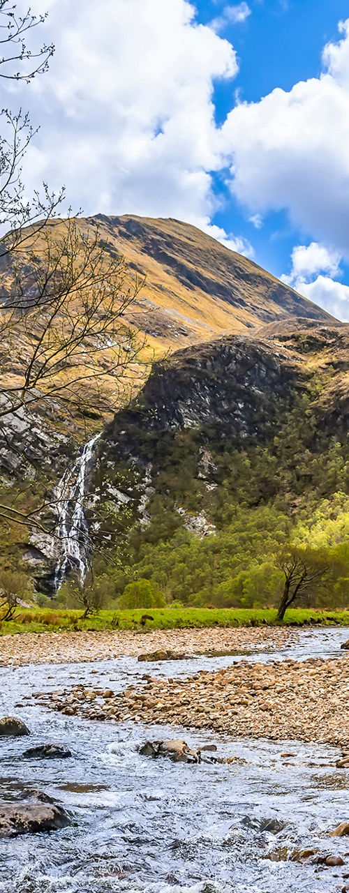 Scenic mountain stream with lush greenery