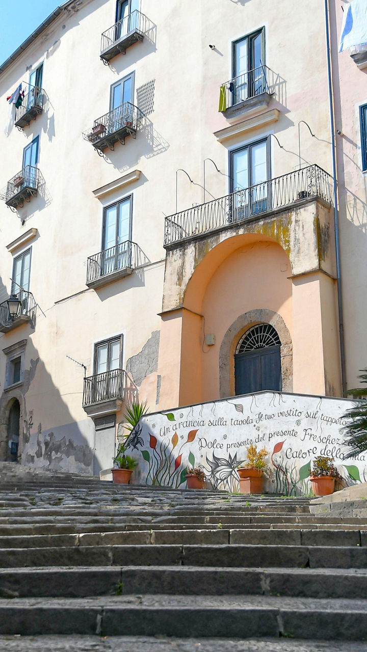 Charming Italian courtyard with stone steps