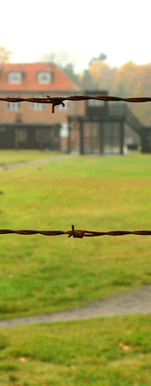 Barbed wire fence at historical site