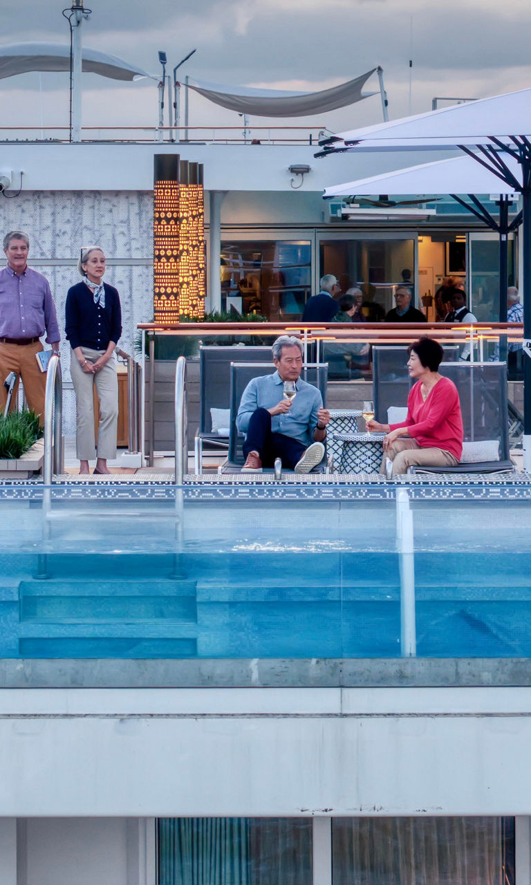 Luxury river cruise with rooftop pool