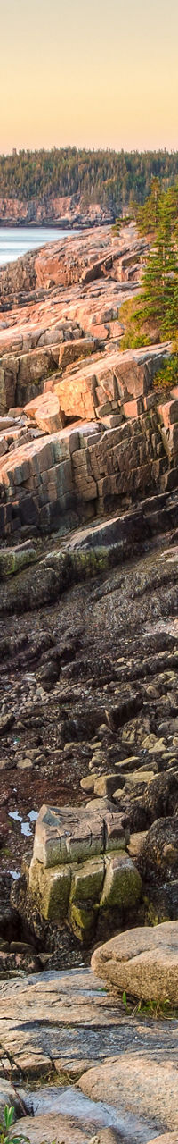 Rocky coastal landscape at sunset