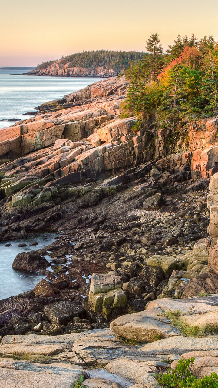 Rocky coastal landscape at sunset