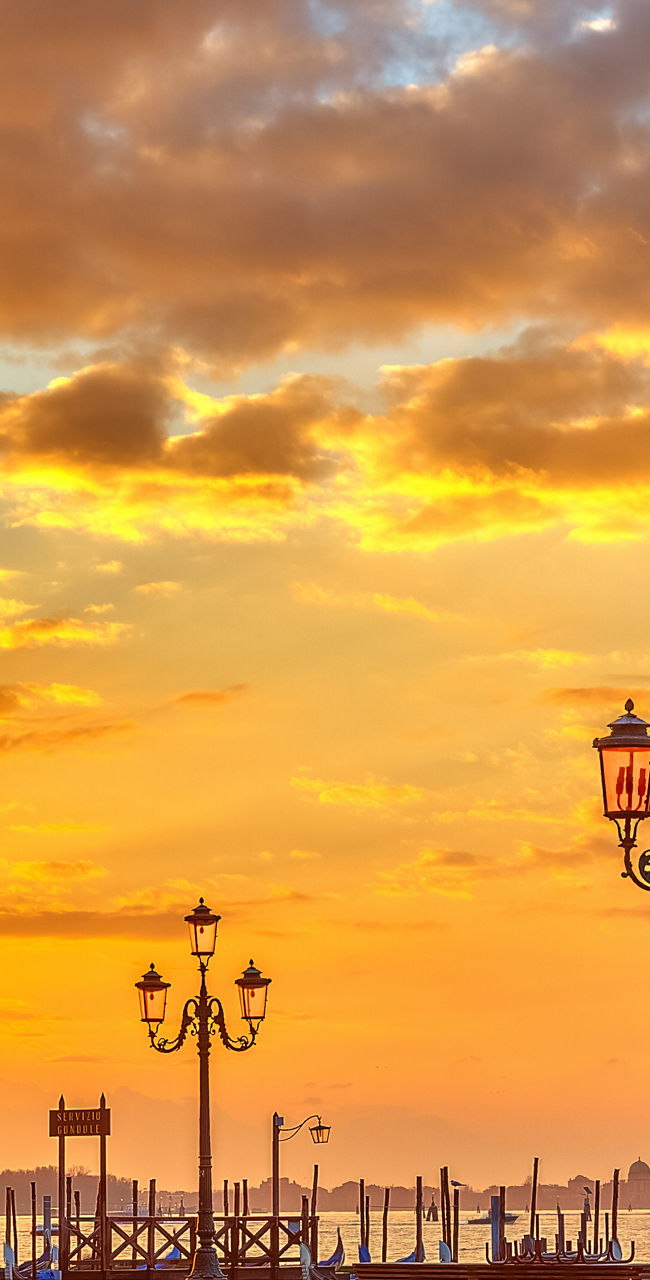Sunrise at Venetian Piazza with Lamp Posts