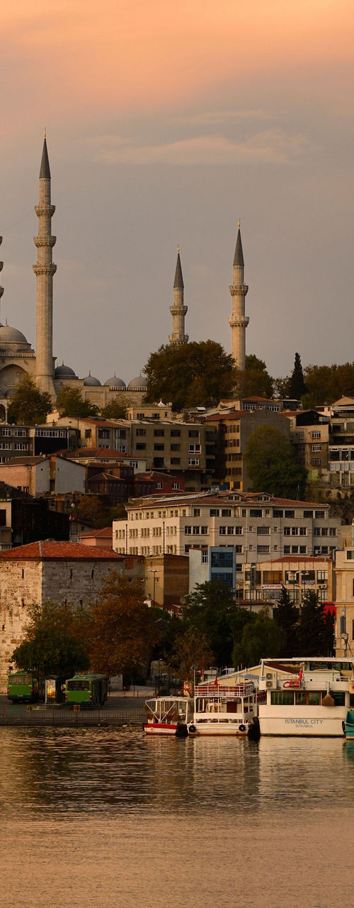 Scenic view of Istanbul skyline at sunset