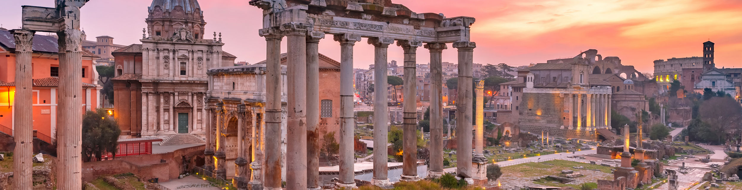 Roman Forum at Sunset with Vibrant Sky