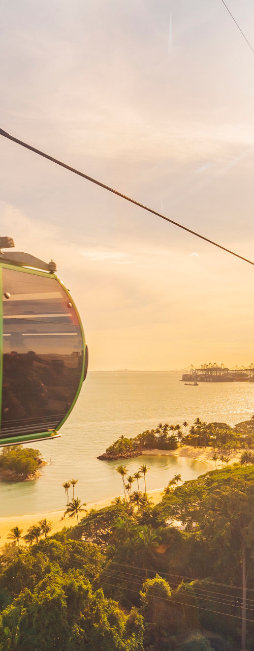 Scenic Cable Car Over Tropical Landscape