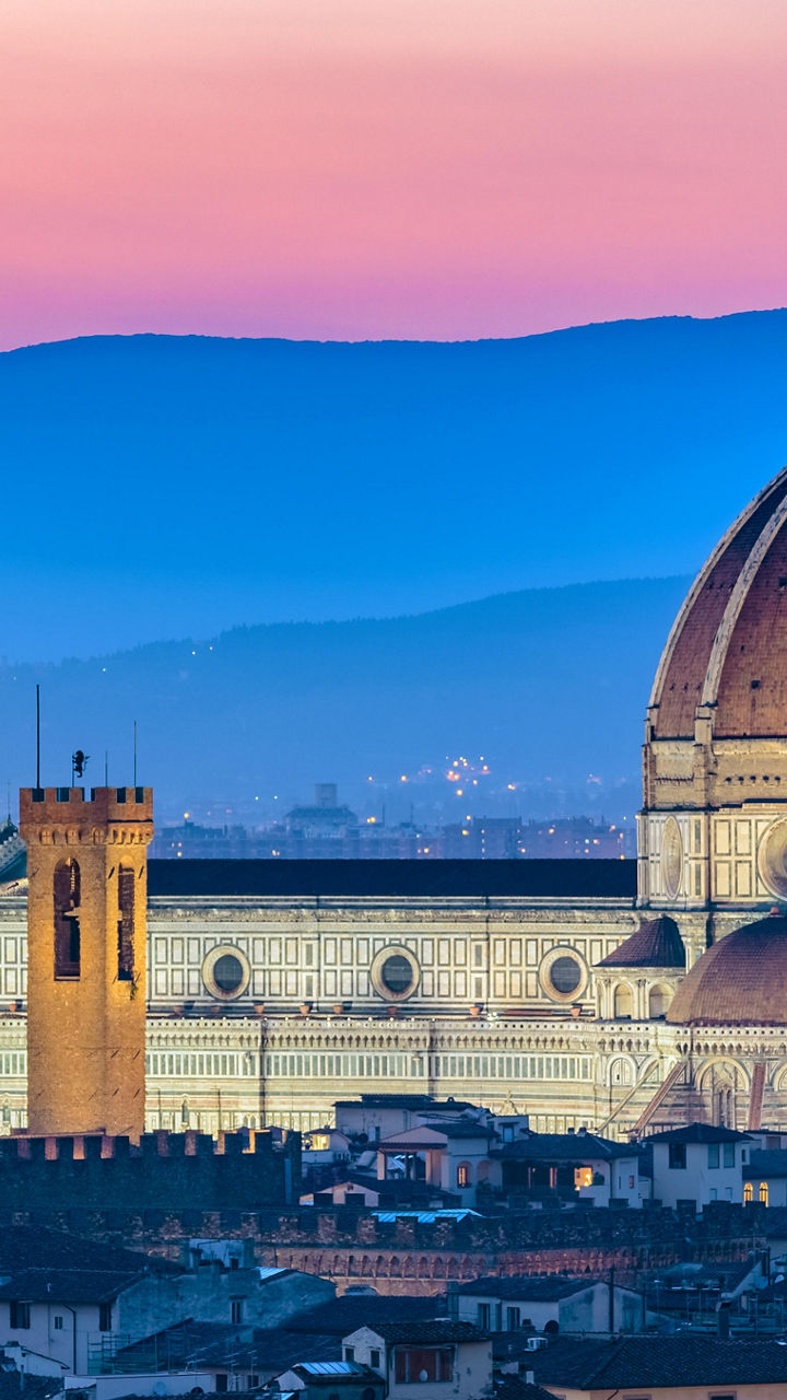 Florence Cathedral at sunset with cityscape