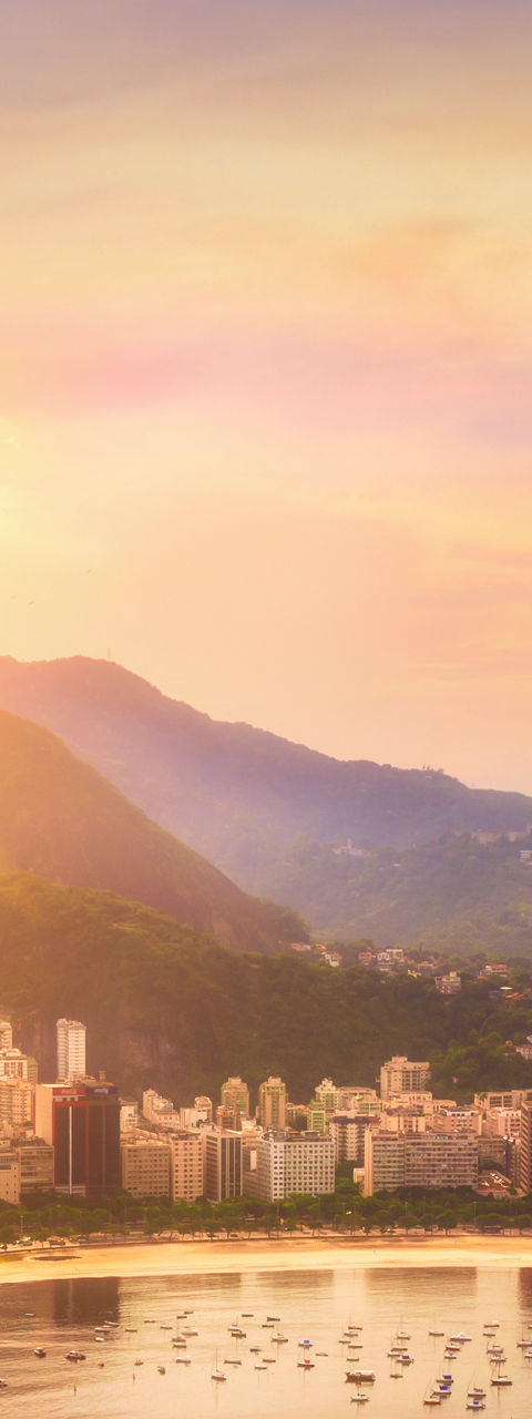 Sunset over Rio de Janeiro cityscape