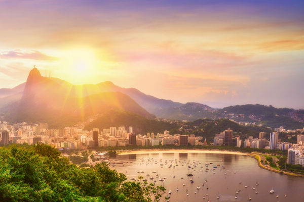 Sunset over Rio de Janeiro cityscape