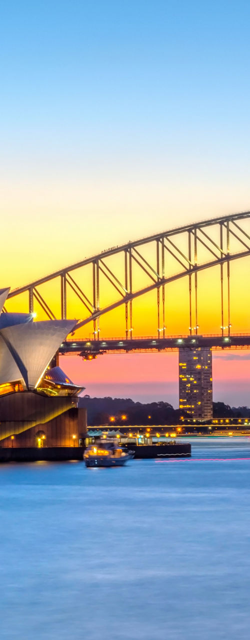 Sydney Opera House and Harbour Bridge at Sunset