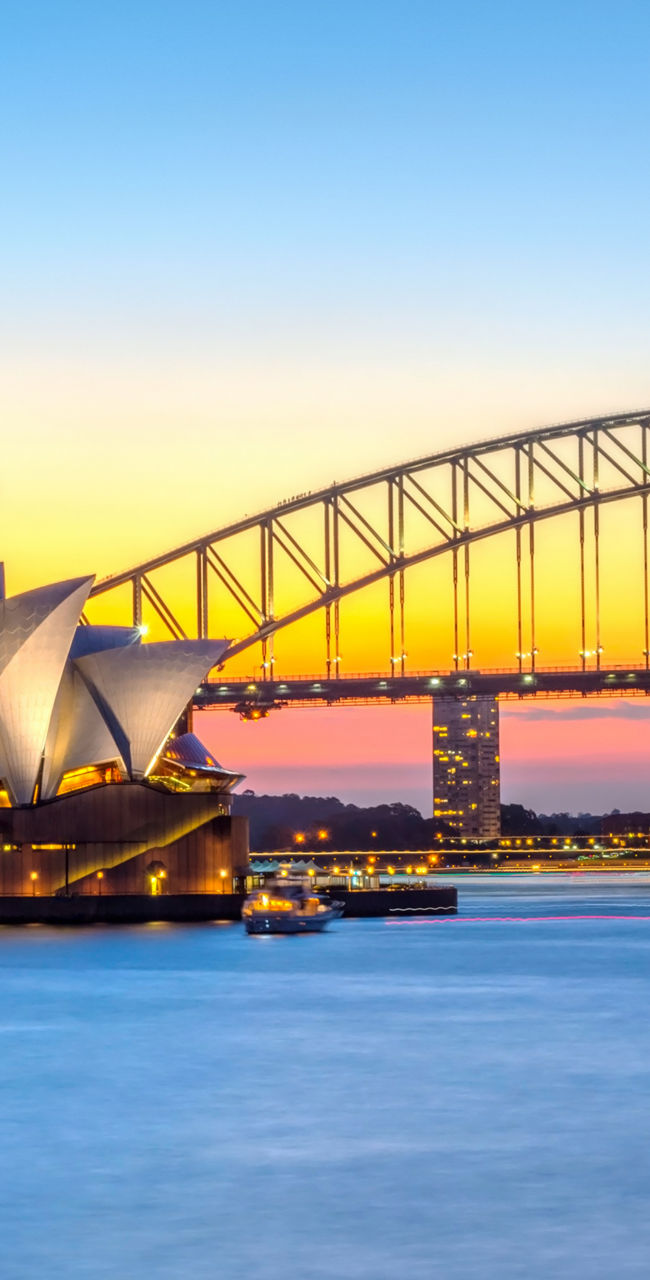 Sydney Opera House and Harbour Bridge at Sunset