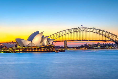 Sydney Opera House and Harbour Bridge at Sunset