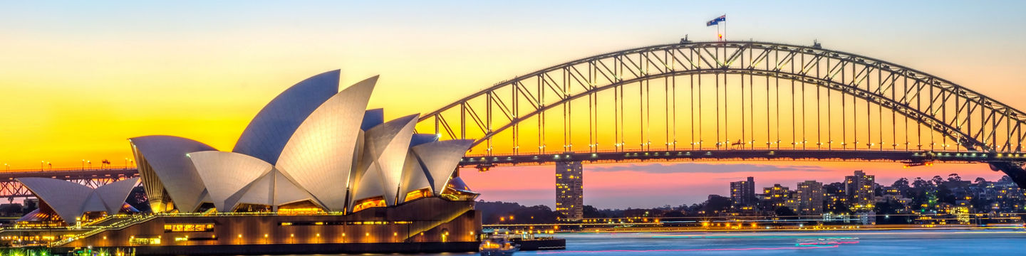 Sydney Opera House and Harbour Bridge at Sunset