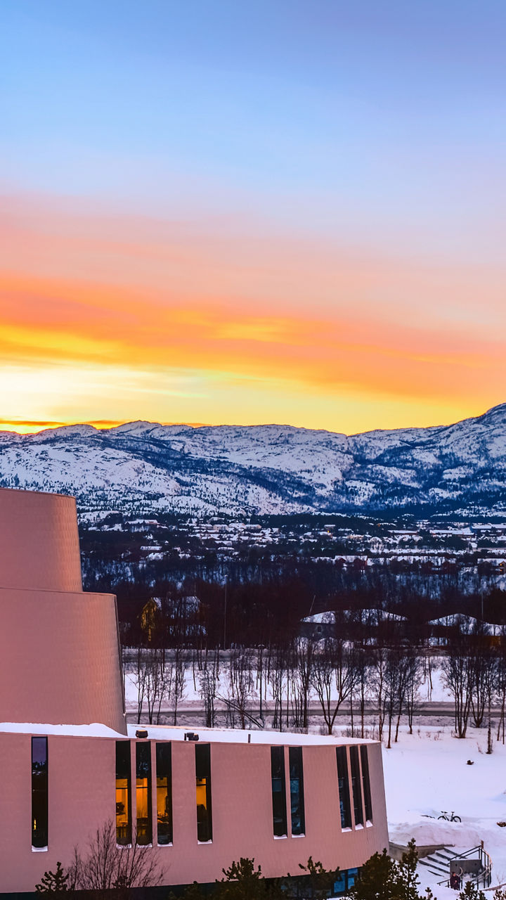 Modern Arctic Cathedral at Sunset