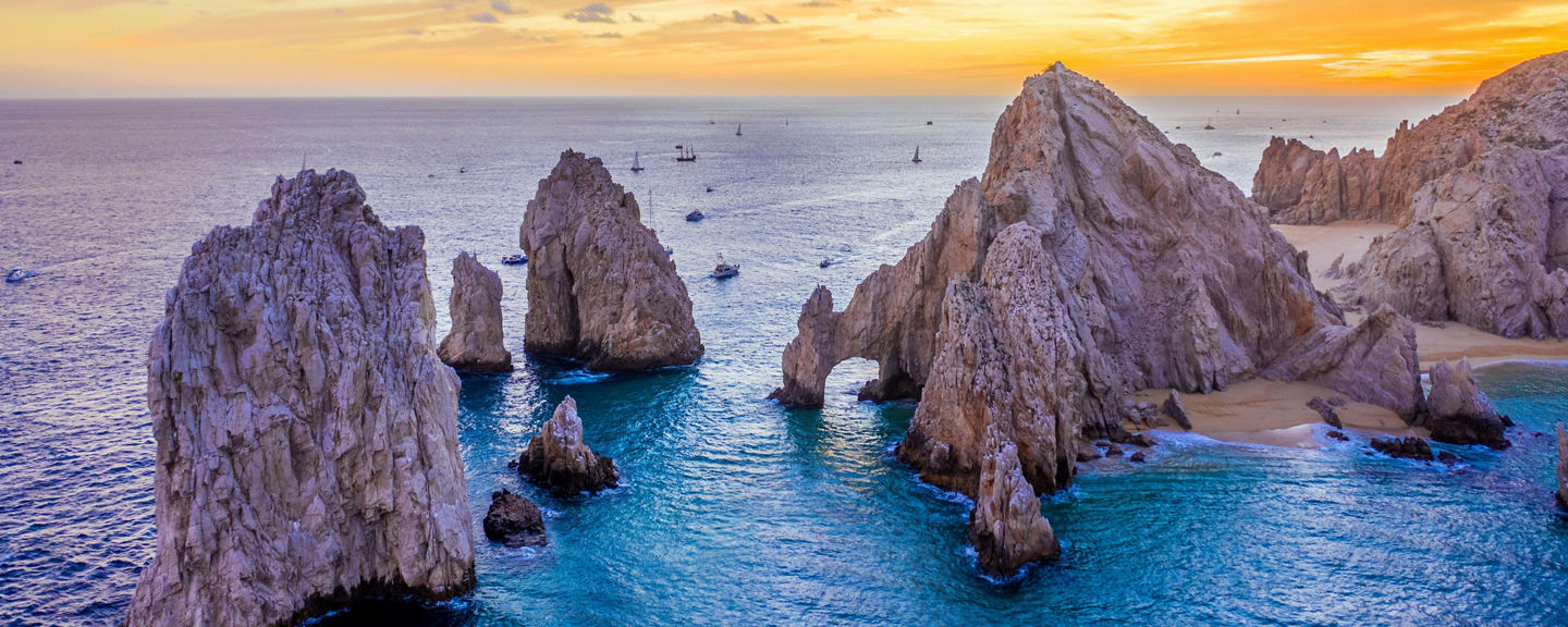 Scenic sunset at Cabo San Lucas coastline