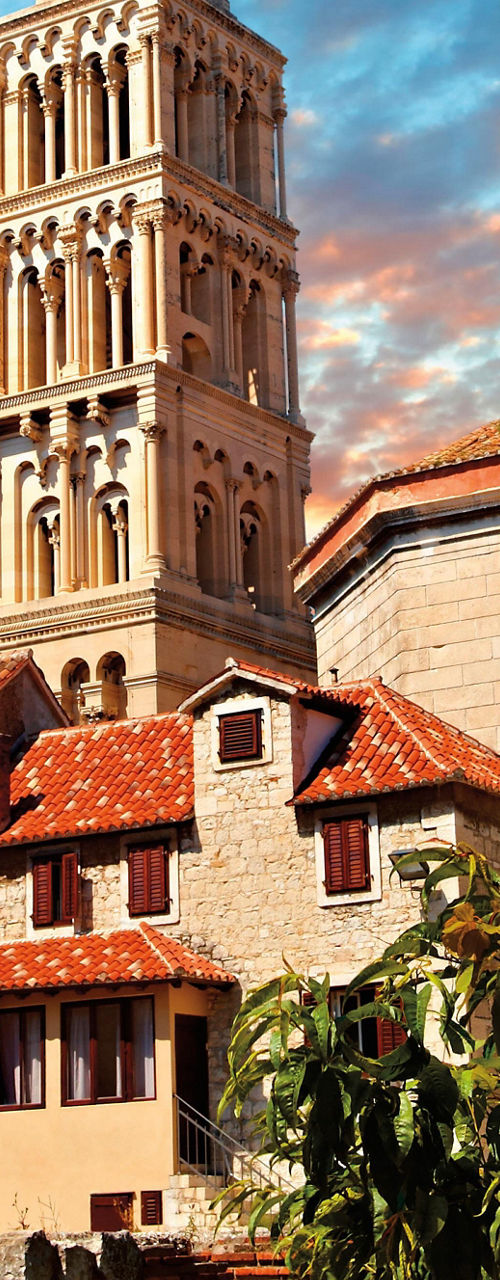 Historic Bell Tower at Sunset in Split