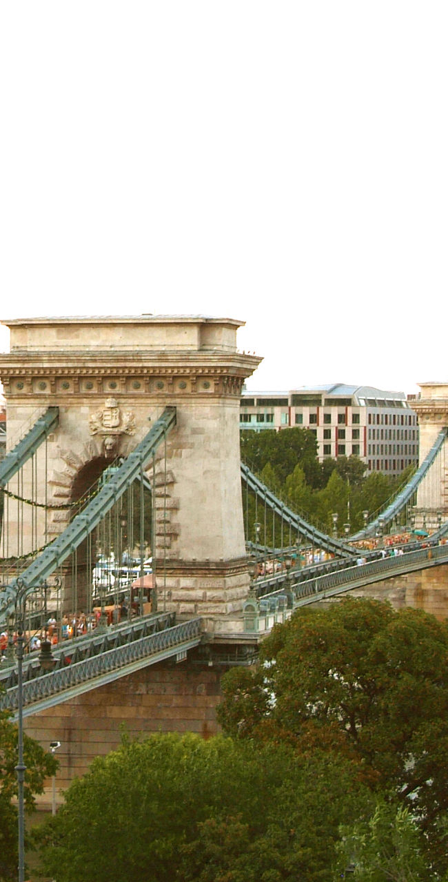 Historic Chain Bridge in Budapest at sunset
