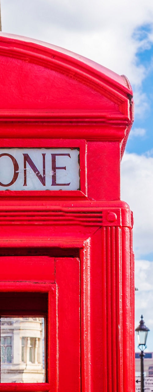 Iconic red telephone booth near Big Ben