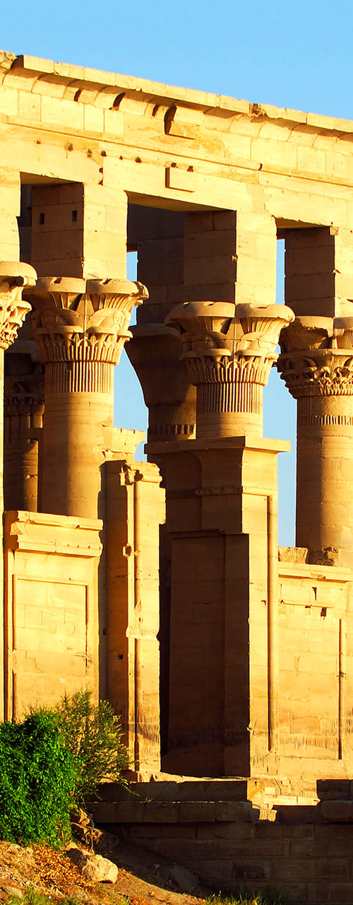 Ancient Egyptian temple by the Nile River