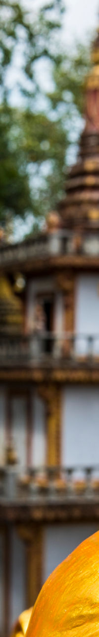 Golden Buddha statues in temple courtyard