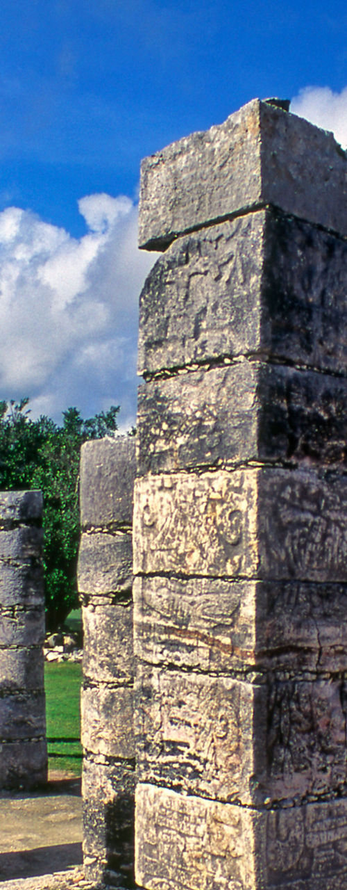 Ancient Mayan ruins with stone columns