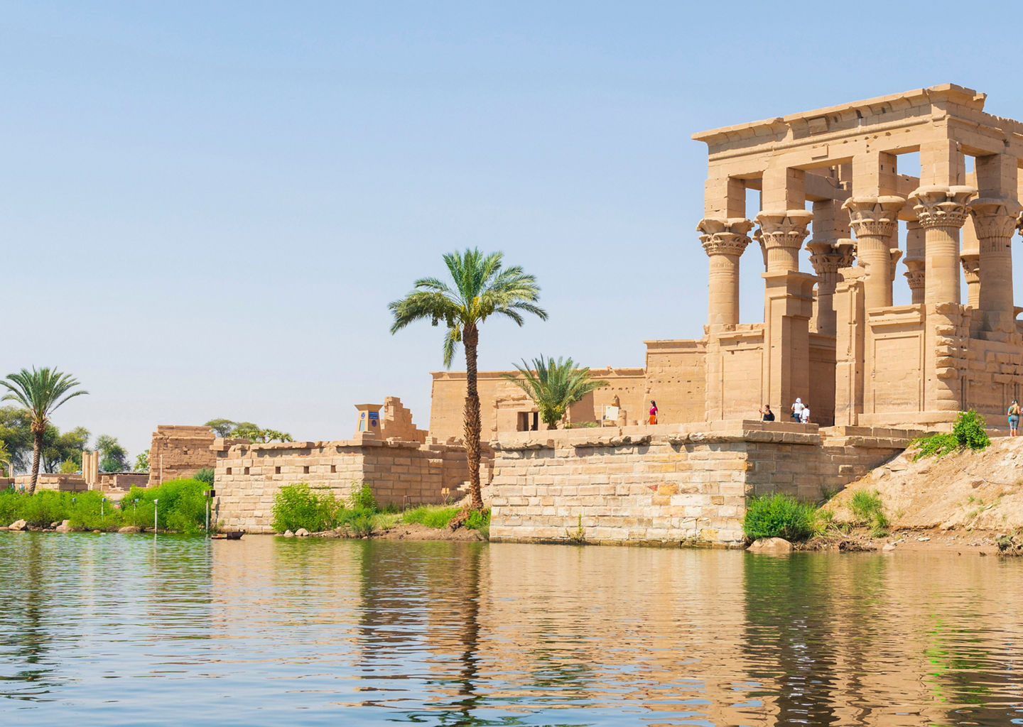 Ancient Egyptian temple by the Nile River