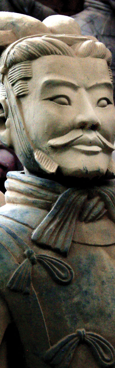 Terracotta warrior statues in close view