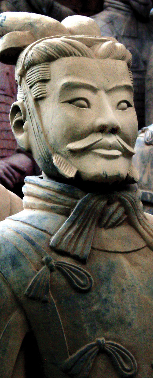 Terracotta warrior statues in close view
