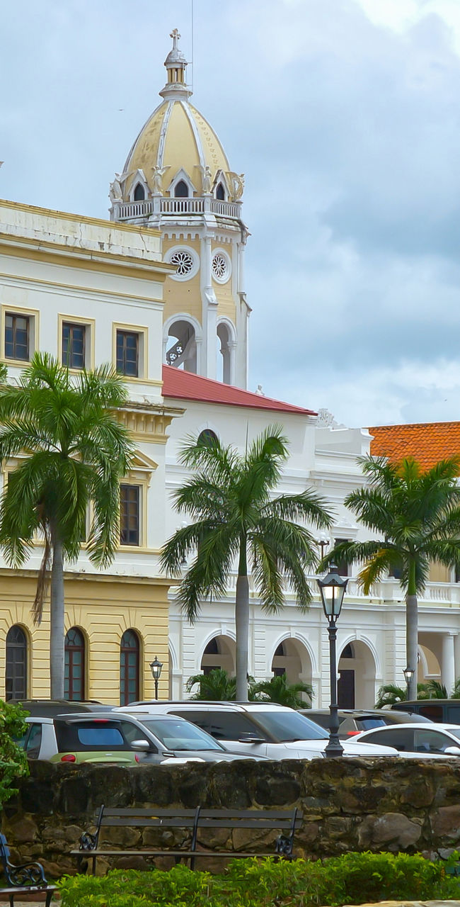 Historic architecture with lush garden setting