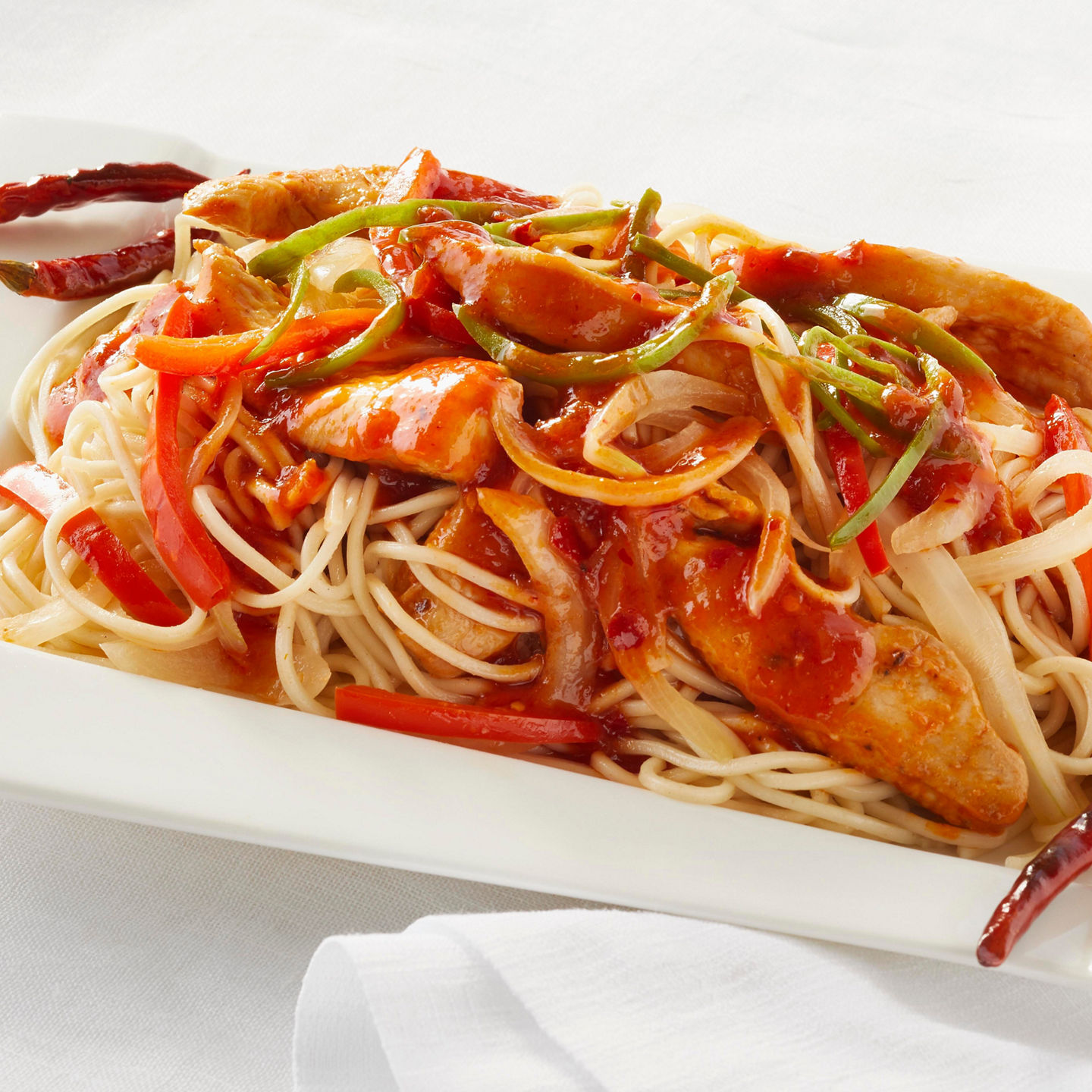 Spicy noodle dish with vegetables
