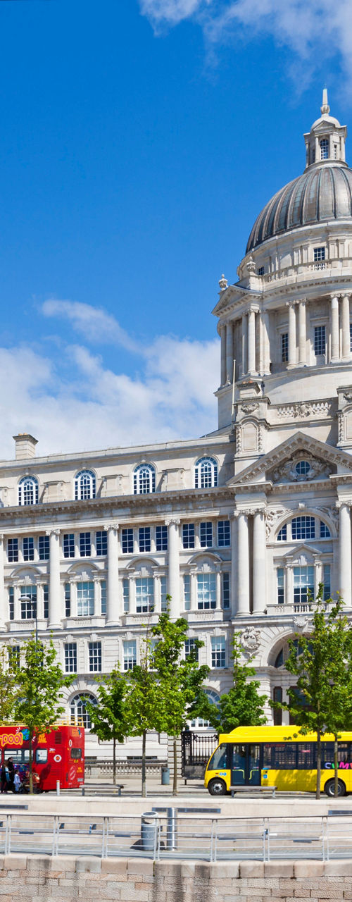 Panoramic view of Liverpool waterfront architecture