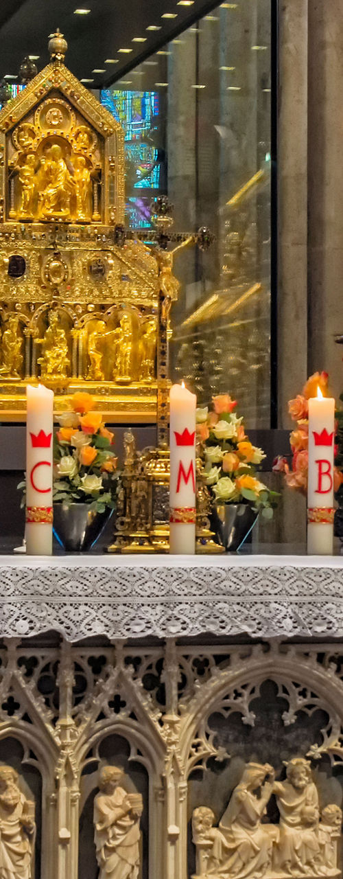 Ornate church altar with golden shrine