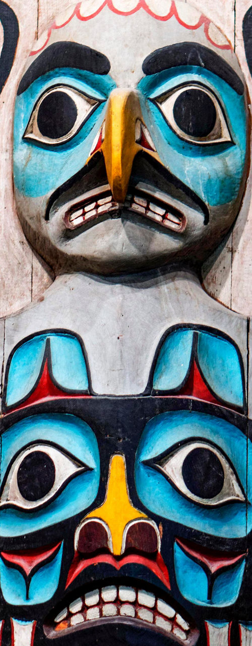 Colorful Indigenous Totem Pole Artwork