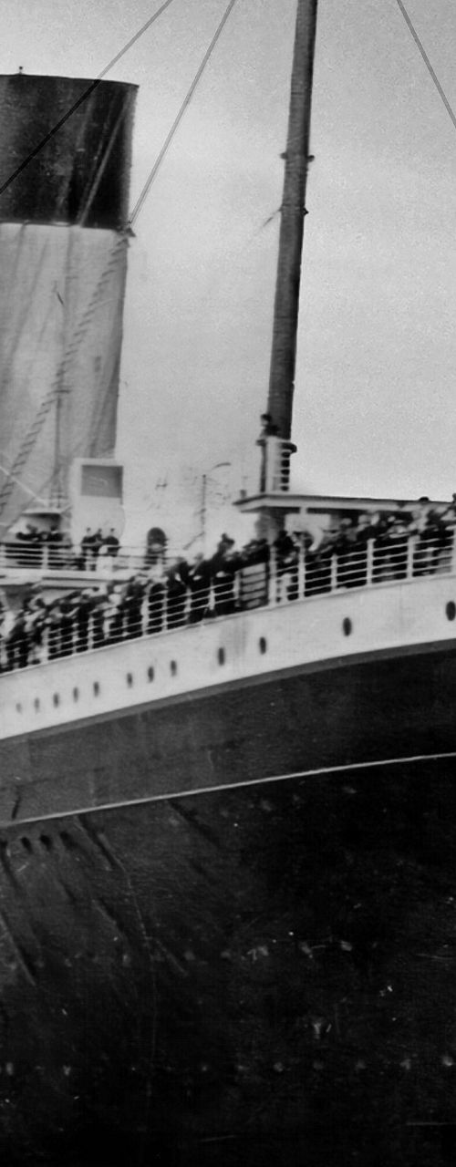 Historic ocean liner sailing at sea