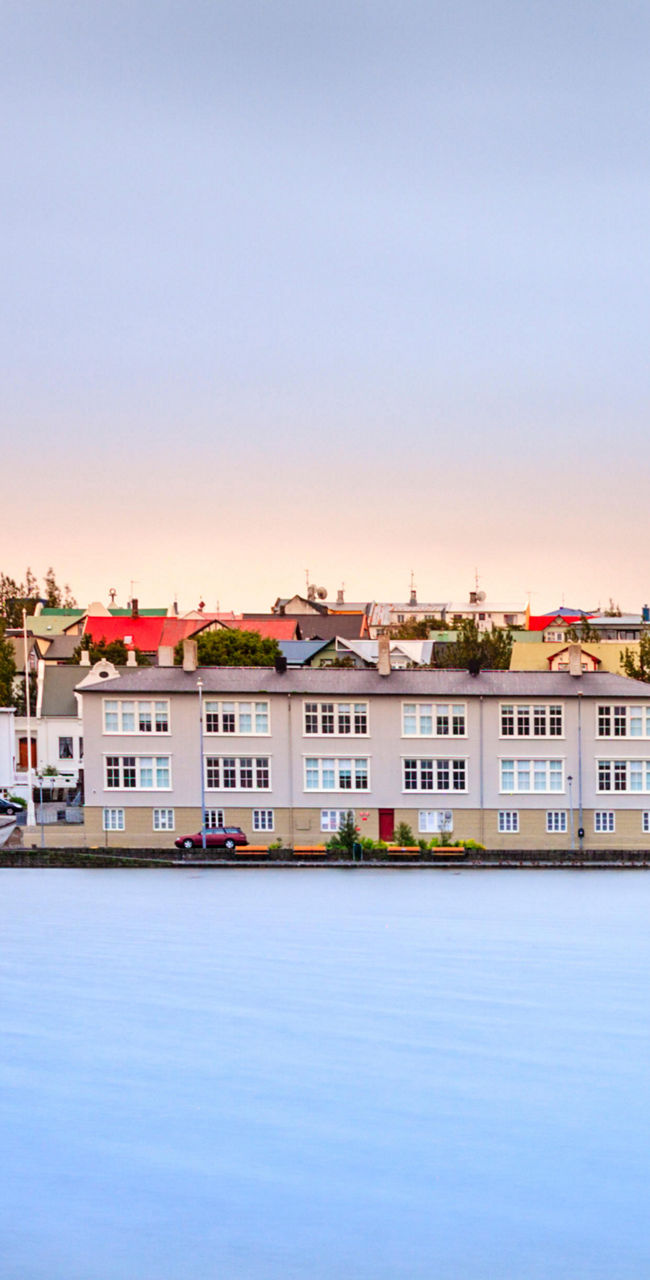 Scenic Reykjavik waterfront cityscape at dusk