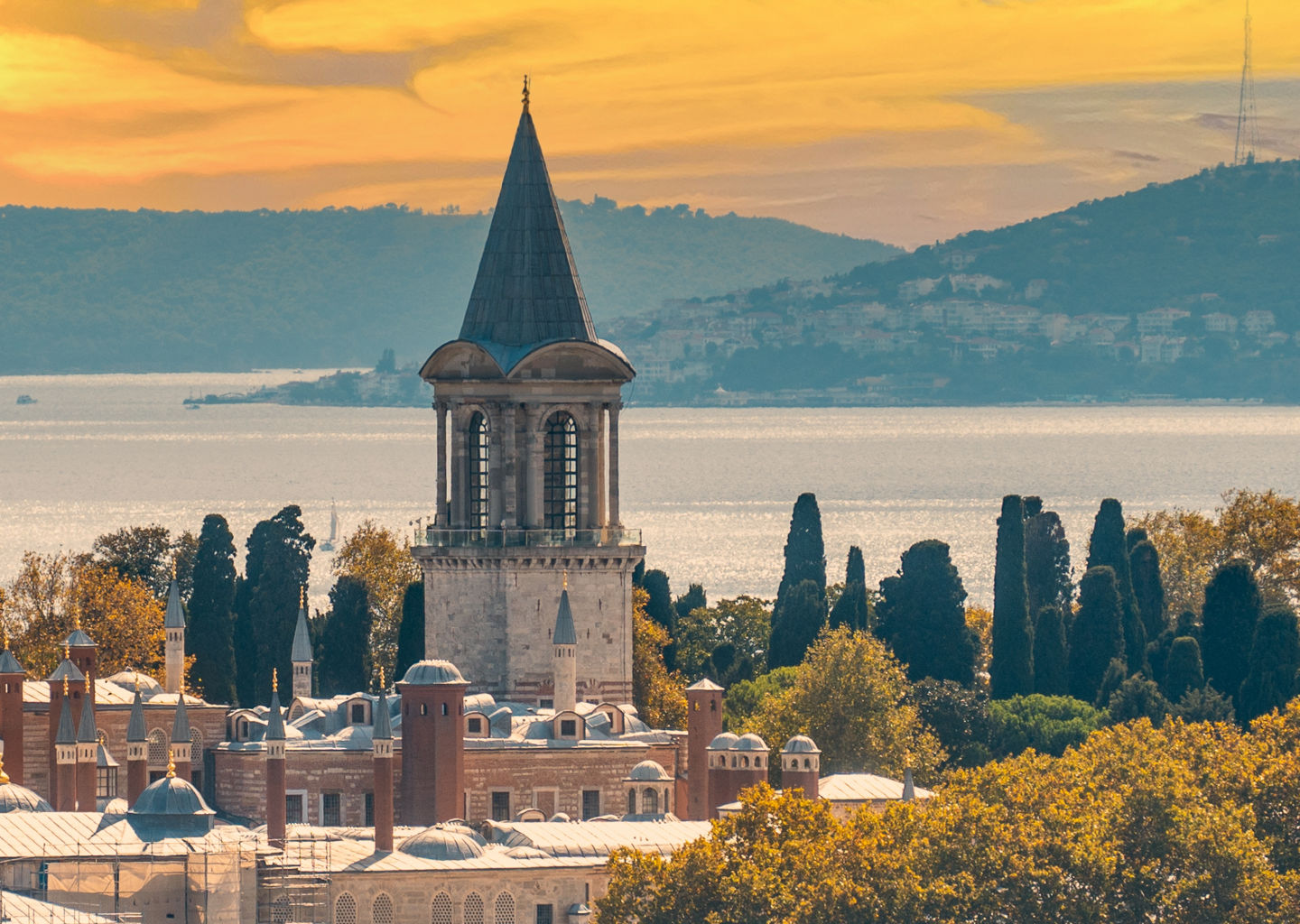 Historic Istanbul skyline at sunset