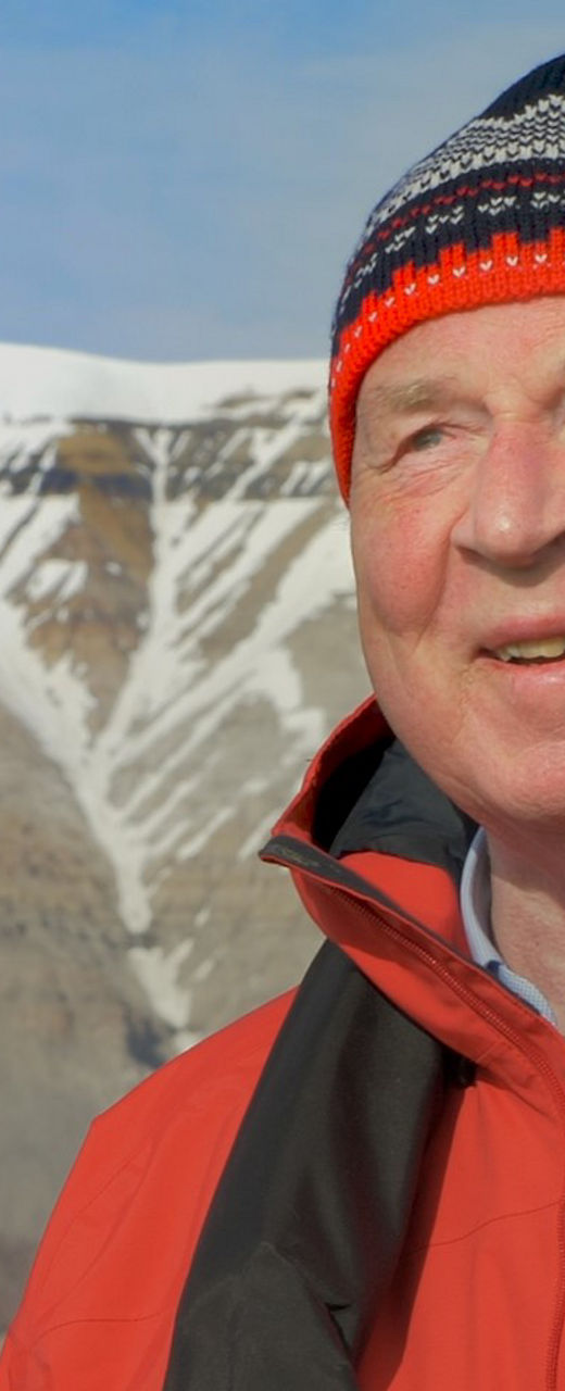Person in red jacket in snowy mountains