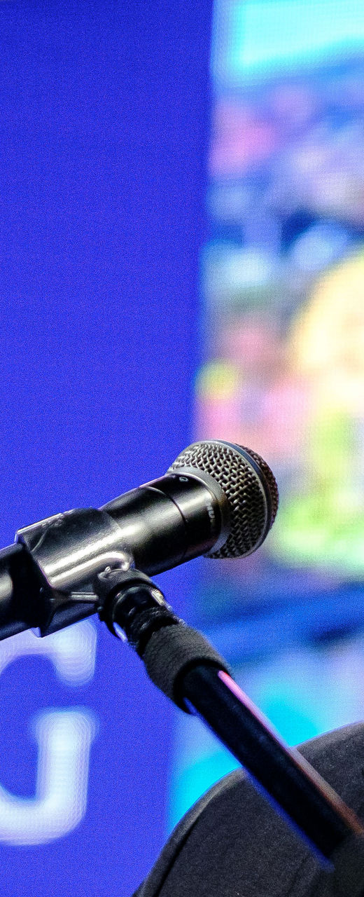 Speaker at Viking event with microphone